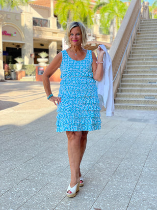 OCEAN MILE LAYERED RUFFLE DRESS