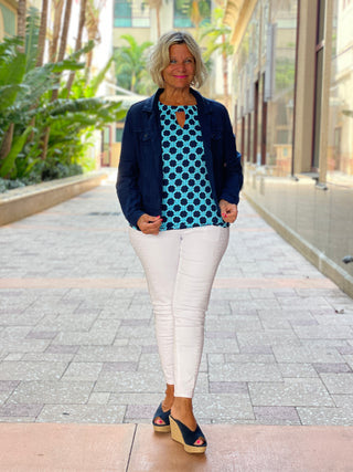 SEASIDE BLUE  KEYHOLE TOP