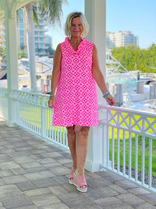 PINK DIAMONDS RUFFLE DRESS