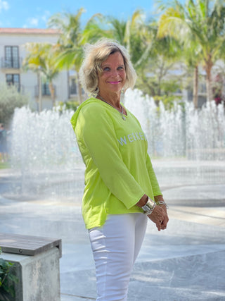 CHENILLE LIME WEEKEND HOODED SWEATER