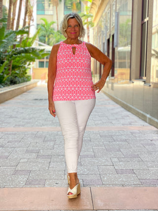 CANDY PINK KEYHOLE TOP