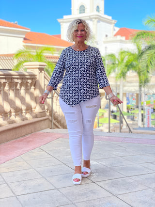 BRIGHTEN BLUE ASYMMETRIC TOP - Cathys Place