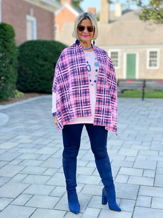 KATIE BLUE PLAID WRAP