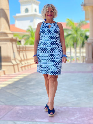 MELINA BLUE KEYHOLE DRESS