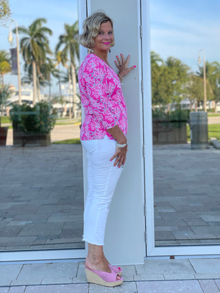 PINK LANE V-NECK TOP - Cathys Place