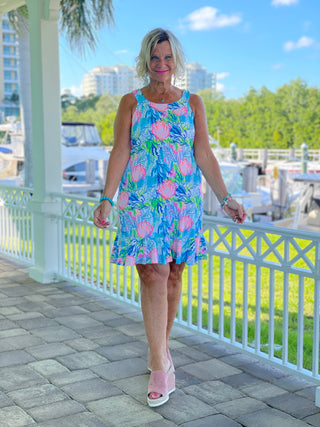 SEASHELL SHIFT HALTER RUFFLE
