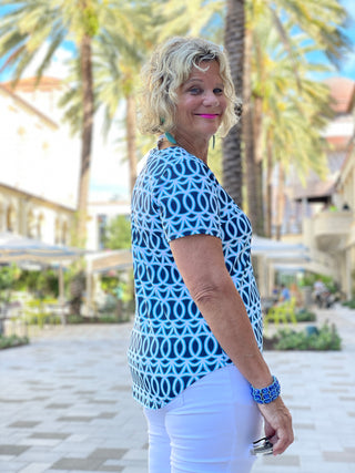 MELINA BLUE SHORT SLEEVE - Cathys Place