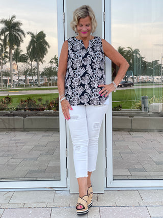 NAUTICAL LANE SLEEVELESS V- NECK - Cathys Place