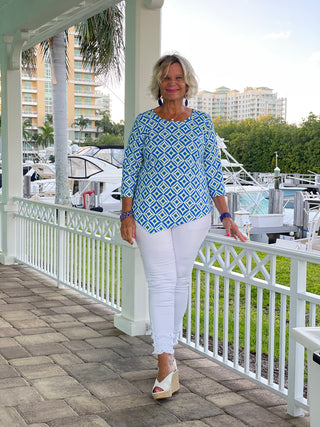 AQUA DIAMONDS ASYMMETRIC TOP