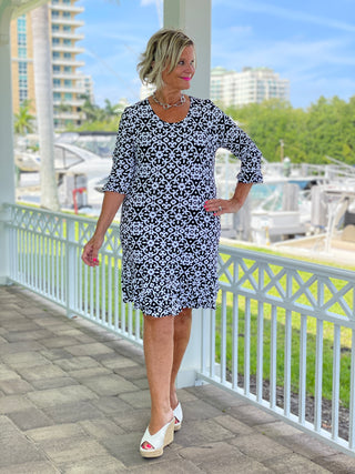 NAPLES DAY RUFFLE SLEEVE DRESS