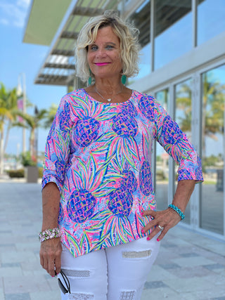 PINK PINEAPPLE DREAM ASYMMETRIC TOP - Cathys Place