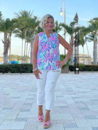 PINK PALM BEACH SLEEVELESS TOP