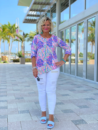 PINK PINEAPPLE DREAM ASYMMETRIC TOP - Cathys Place