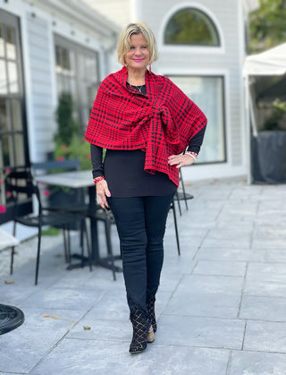 RED AND BLACK PLAID WRAP