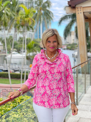 PINK LANE 3/25 SLEEVE RUFFLE