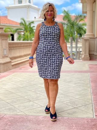 BRIGHTEN BLUE HALTER DRESS