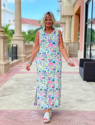 TIKI ESCAPE RUFFLE MAXI