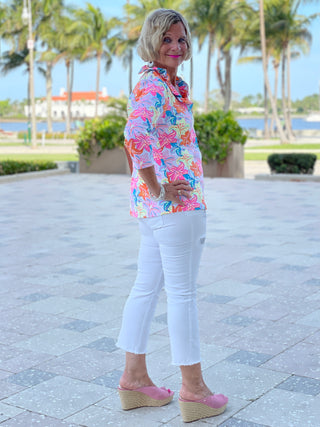 PALM BEACH GARDEN 3/25 RUFFLE TOP - Cathys Place