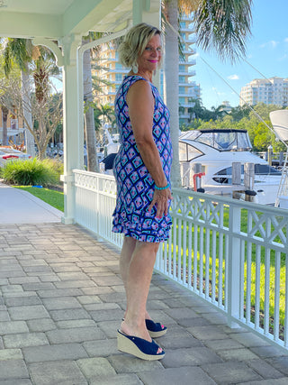 PINEAPPLE VACA SHIFT RUFFLE DRESS