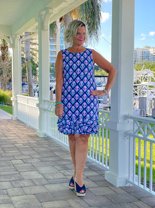 PINEAPPLE VACA SHIFT RUFFLE DRESS
