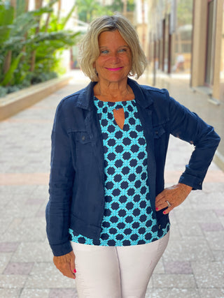 SEASIDE BLUE  KEYHOLE TOP