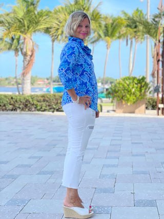AQUA LANE 3/25 RUFFLE TOP - Cathys Place