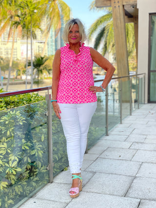 PINK DIAMONDS SLEEVELESS RUFFLE