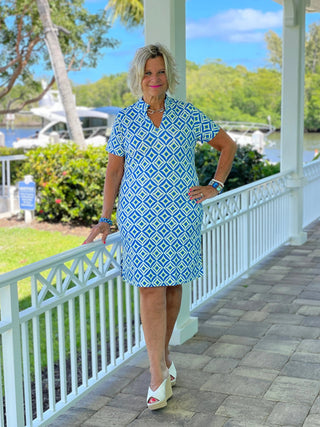 aqua short sleeve dress Aqua Short Sleeve Collar Dress Aqua / M