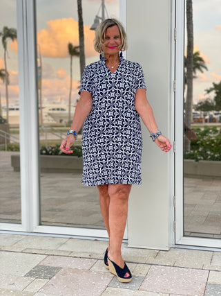 BRIGHTEN BLUE SHORT SLEEVE DRESS