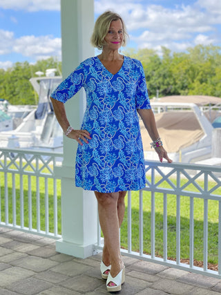 AQUA LANE ELBOW  SLEEVE DRESS