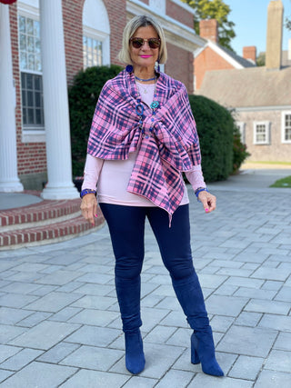 KATIE BLUE PLAID WRAP