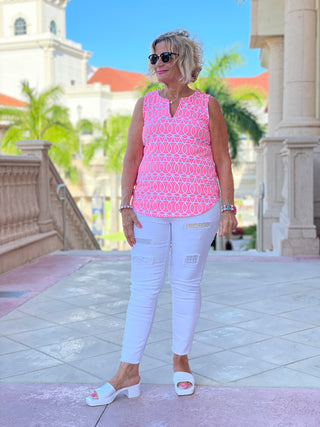 CANDY PINK SLEEVELESS V NECK - Cathys Place