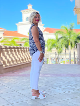 BRIGHTEN BLUE SLEEVELESS V NECK - Cathys Place
