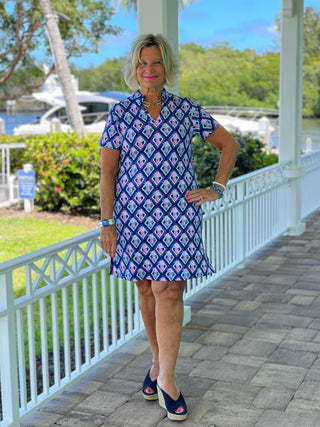 PINEAPPLE VACA SHORT SLEEVE DRESS