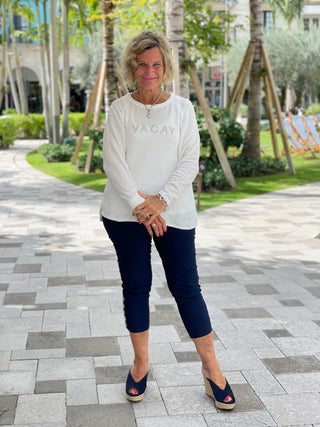 CHENILLE WHITE VACA CREW SWEATER