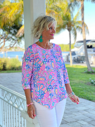 CAROLINA PAISLEY ASYMMETRIC TOP