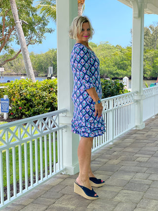PINEAPPLE VACA SLEEVE RUFFLE DRESS
