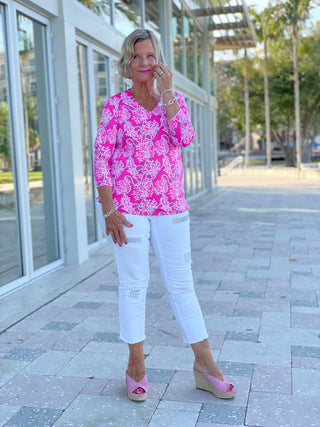 PINK LANE V-NECK TOP - Cathys Place