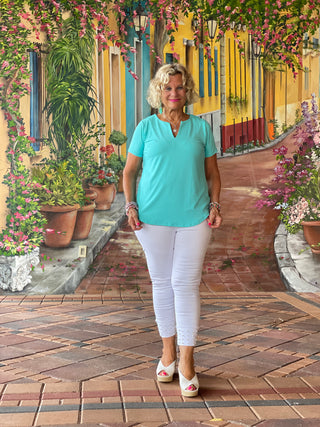 AQUA SHORT SLEEVE TOP
