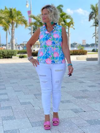 SEASHELL BEACH SLEEVELESS RUFFLE