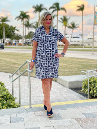 BRIGHTEN BLUE SHORT SLEEVE DRESS