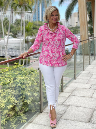 PINK LANE 3/25 SLEEVE RUFFLE