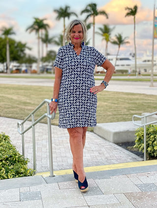 BRIGHTEN BLUE SHORT SLEEVE DRESS