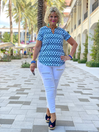 MELINA BLUE SHORT SLEEVE - Cathys Place