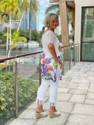 CHIFFON WHITE TUNIC - Cathys Place