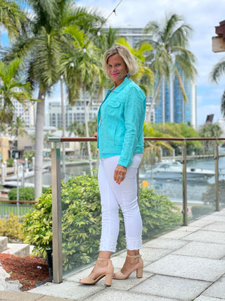 KEY WEST AQUA LINEN JACKET