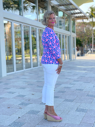 PINK STARFISH BEACH V NECK TOP