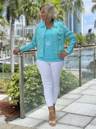 KEY WEST AQUA LINEN JACKET