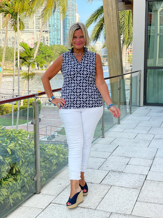 BRIGHTEN BLUE SLEEVELESS ZIPPER