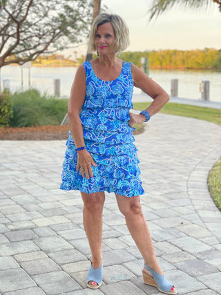 AQUA LANE LAYERED RUFFLE DRESS - Cathys Place